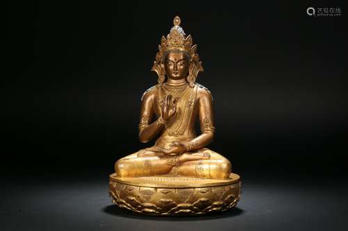 Gilt Bronze Buddha Statue in Qing Dynasty