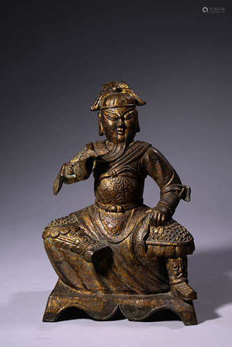 A Gilt Bronze Statue Of Guangong