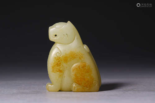 A Carved Russet Jade Tiger Ornament