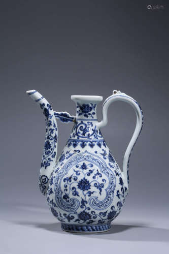 A Blue And White Flower Ewer