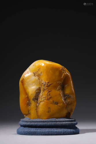 A Carved Tianhuang Stone Scenery Boulder Ornament