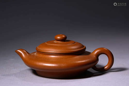 A Purple Clay Teapot By Zhou Guizhen Mark