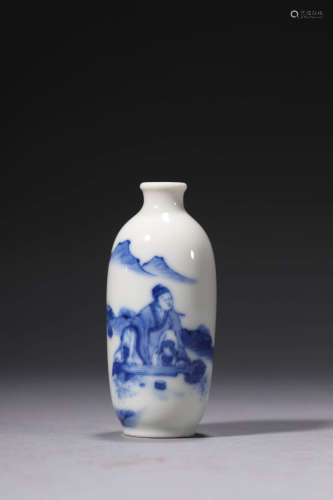 A Blue And White Figural Snuff Bottle