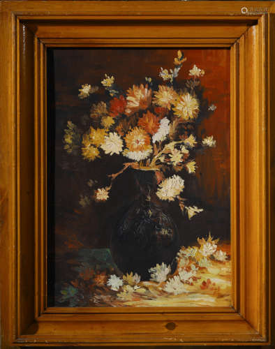 A Daisy Oil Painting, Mounted
