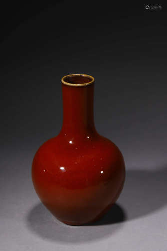 A Sacrificial Red-Glaze Bottle Vase