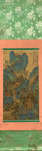 A Chinese Verdant Mountains Scenery Painting, Tang Yin Mark