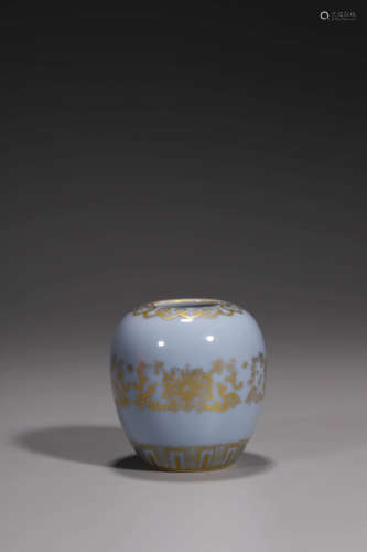 A Gilt-Decorated Blue-Glaze Water Coupe