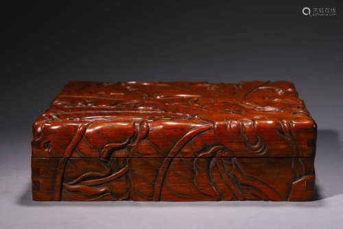 A Carved Huanghuali Plantain Rectangular Box And Cover