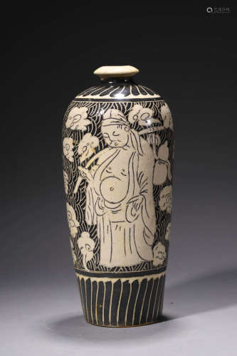 A Cizhou Kiln Figure Meiping Vase