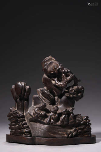 A Carved Sandalwood Figure Ornament