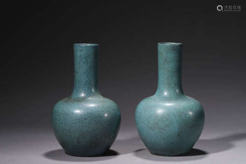 A Pair Of Lujun Glaze Bottle Vases