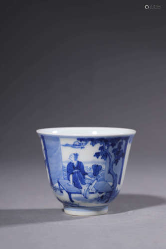 A Blue And White Figural Cup