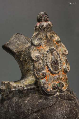 Northern Qi, Chinese Bluestone Carved Buddha Head 