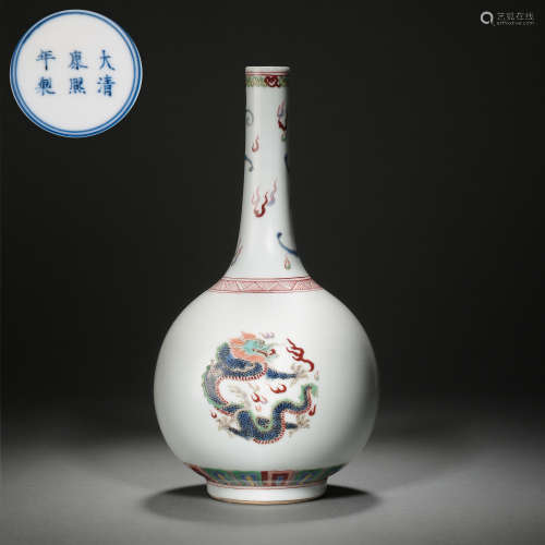 QING DYNASTY, CHINESE KANGXI BIG-BELLIED VASE WITH DRAGON PA...