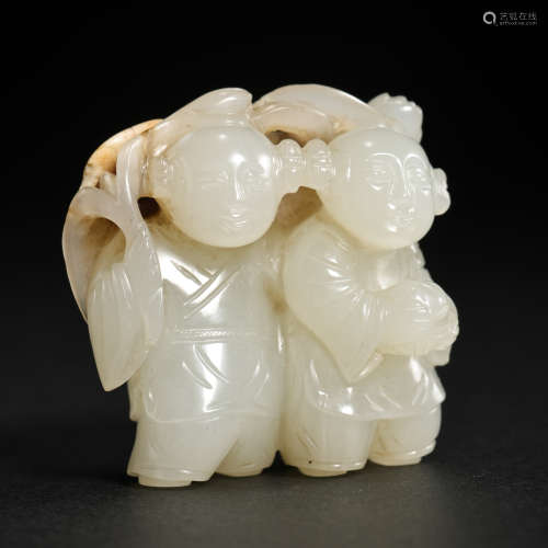 HETIAN JADE CARVED BOY, LIAO AND JIN DYNASTIES OF CHINA