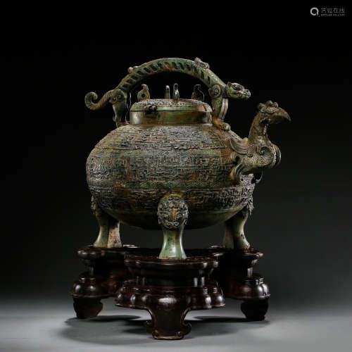 HAN DYNASTY, CHINESE BRONZE HANDLE POT