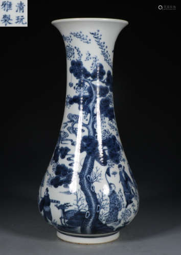 QINGWANYAZHI MARK BLUE&WHITE GLAZE VASE