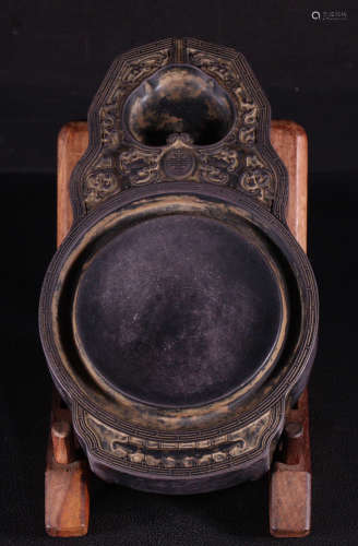 INK SLAB CARVED WITH AUSPICIOUS PATTERN