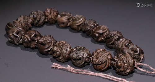 CHENXIANG WOOD STRING BRACELET WITH 18 BEADS
