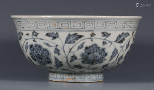 BLUE&WHITE GLAZE BOWL PAINTED WITH FLOWER