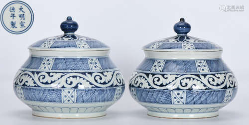 DAMINGXUANDENIANZHI MARK BLUE&WHITE GLAZE JAR