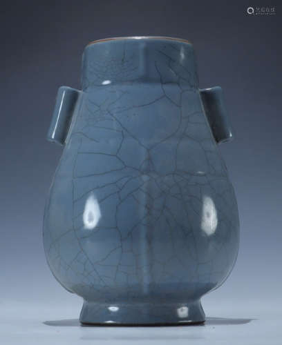 GE YAO BLUE GLAZE VASE WITH EARS