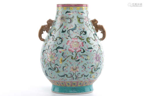 Chinese Famille Rose Porcelain Zun Vase