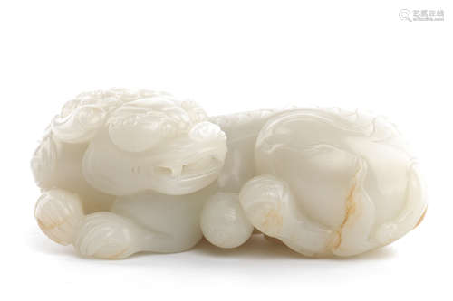 Chinese White Jade Foolion