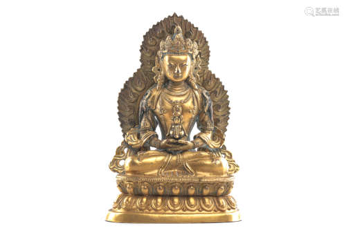 Chinese Gilt Bronze Seated Amitayus