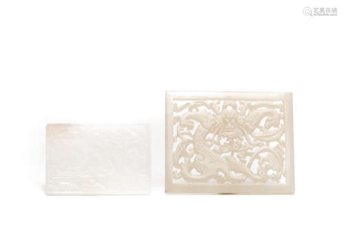 Chinese White Jade Plaques, Two