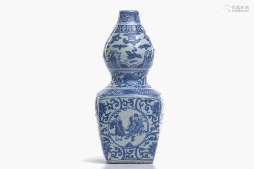 Chinese Blue White Gourd Porcelain Vase
