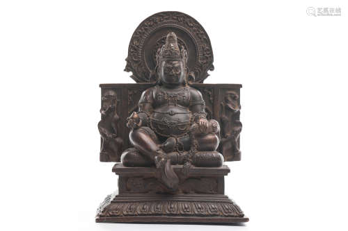 Chinese Bronze Seated Guardian