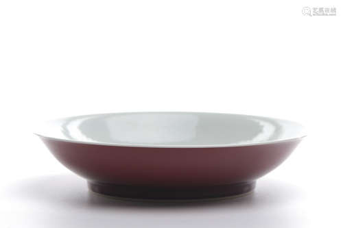 Chinese Oxblood Glazed Porcelain Plate