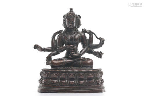 Chinese Bronze Seated Buddha