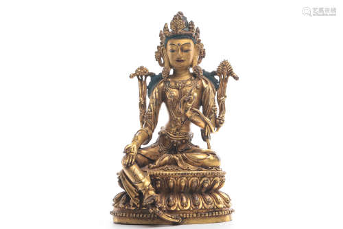 Chinese Gilt Bronze Seated Tara