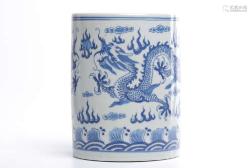 Chinese Blue White Porcelain Brush Pot