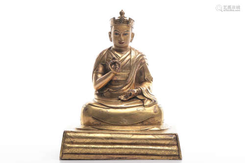Chinese Gilt Bronze Seated Guru