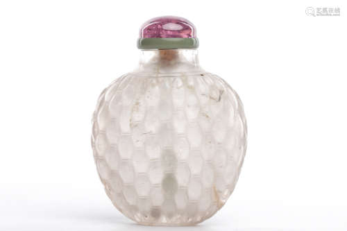 Chinese Rock Crystal Carved Snuff Bottle