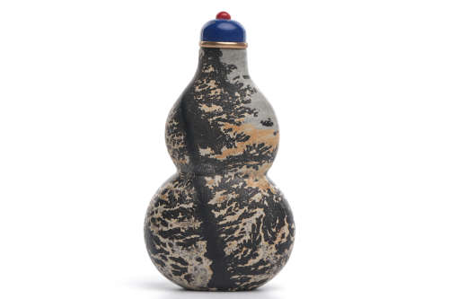 Chinese Marble Carved Gourd Snuff Bottle