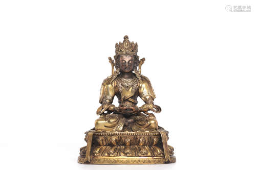 Chinese Gilt Bronze Seated Amitayus