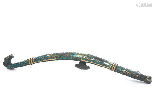 Chinese Gilt Bronze Dragon Belk Hook