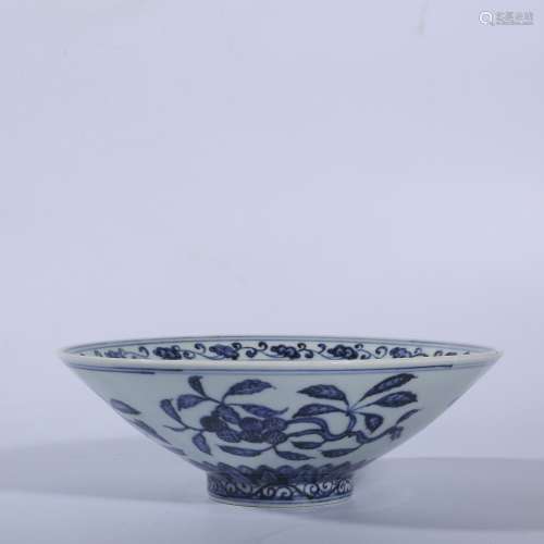 chinese blue and white porcelain conic bowl