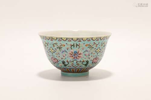 chinese green-ground famille rose porcelain bowl