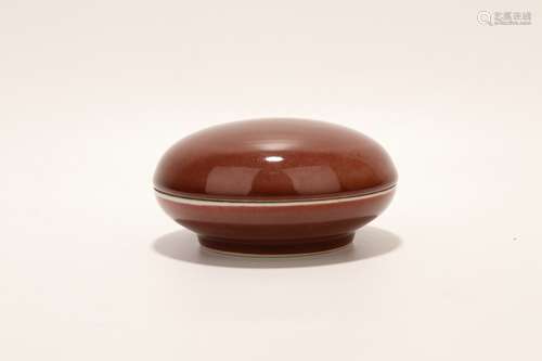 chinese red glazed porcelain rouge box