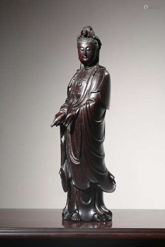 chinese red sandalwood guanyin statue