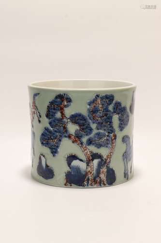 chinese blue and white porcelain brush pot