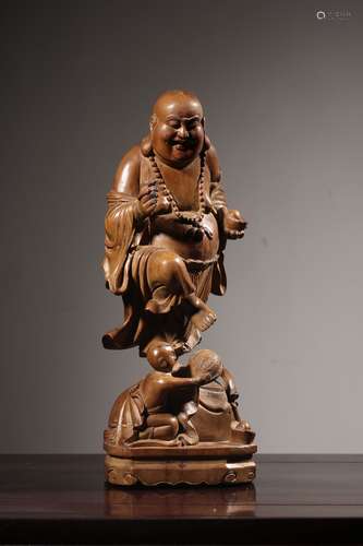 chinese boxwood carving maitreya