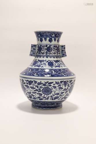 chinese blue and white porcelain binaural vase