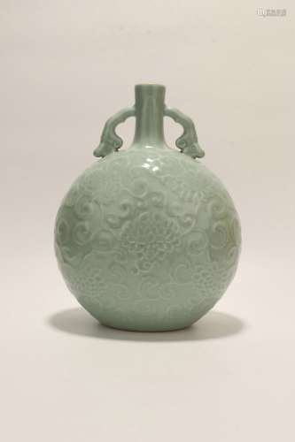 chinese celadon glazed porcelain binaural moonflask