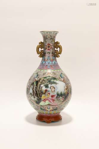 chinese enamel porcelain vase with foreigner pattern